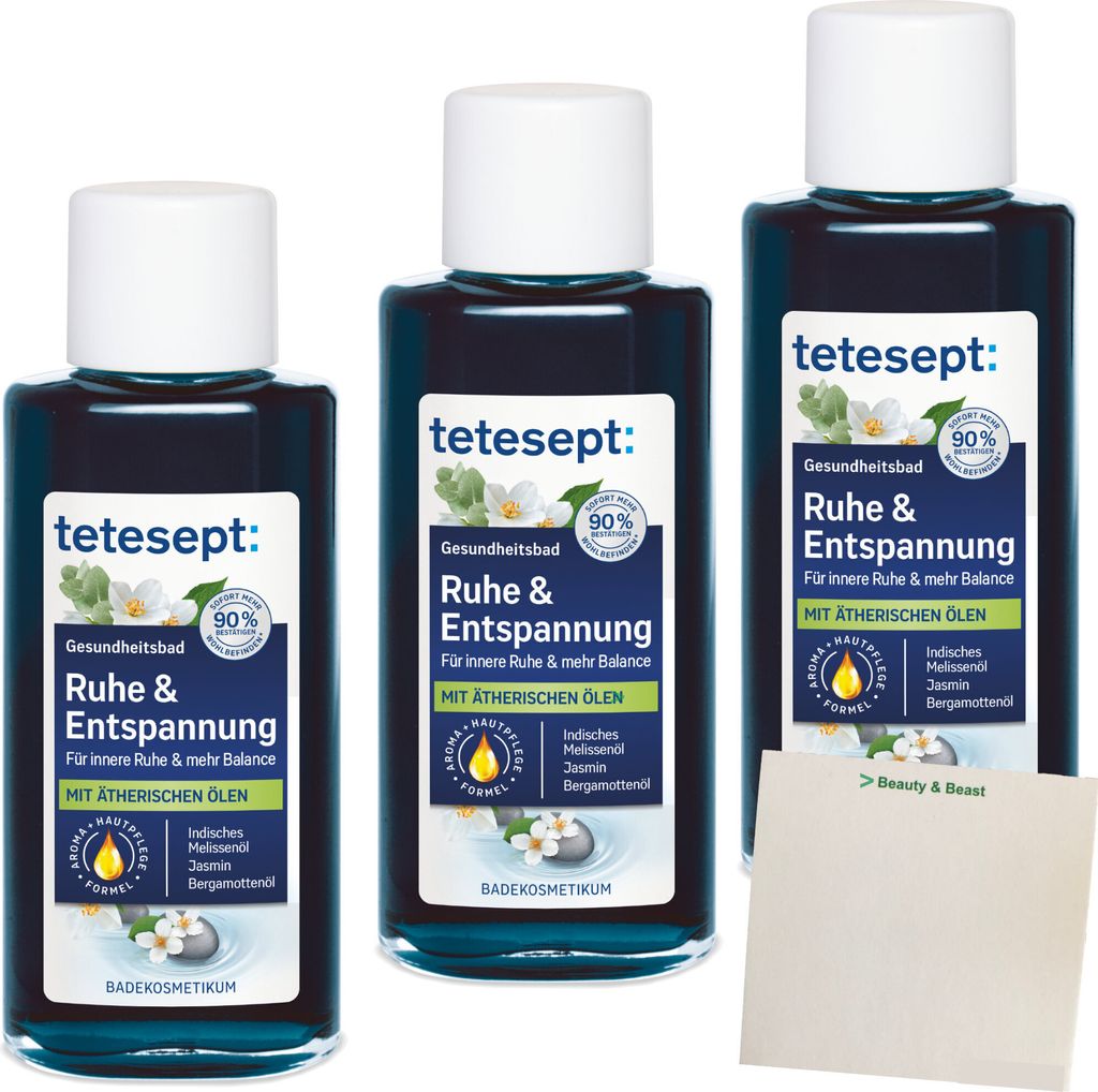 Tetesept Ruhe & Entspannungsbad 3er Pack (3x125ml Packung) + usy Block