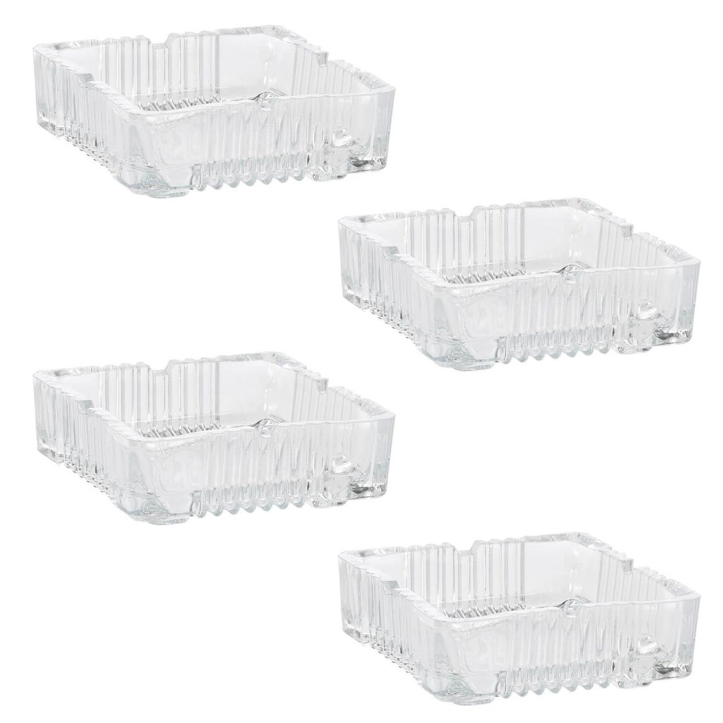4x Glas Aschenbecher eckig 10 x 10 cm Tisch Ascher Glasaschenbecher Tischaschenbecher