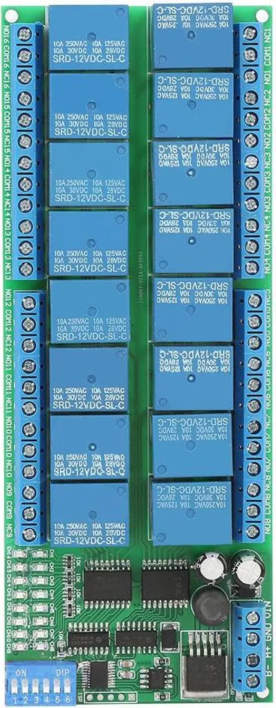 Module 16 relais Modbus RTU RS485 12V CC haute performance pour PLC - 6
