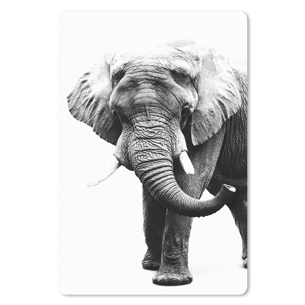 MuchoWow Mauspad Mousepad Elefant vor weißem Hintergrund - schwarz und weiß 18x27 cm - Mousepads - Maus Mat - Pad - Mausunterlage
