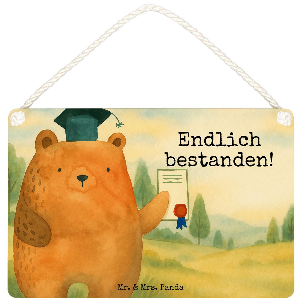 Mr. & Mrs. Panda Schild Bär Prüfung Design DIN A5 - Weiß - Geschenk, Abitur, holzbild, Abschluss, Bestanden, kleine aufmerksamkeit, Holzschild, ...