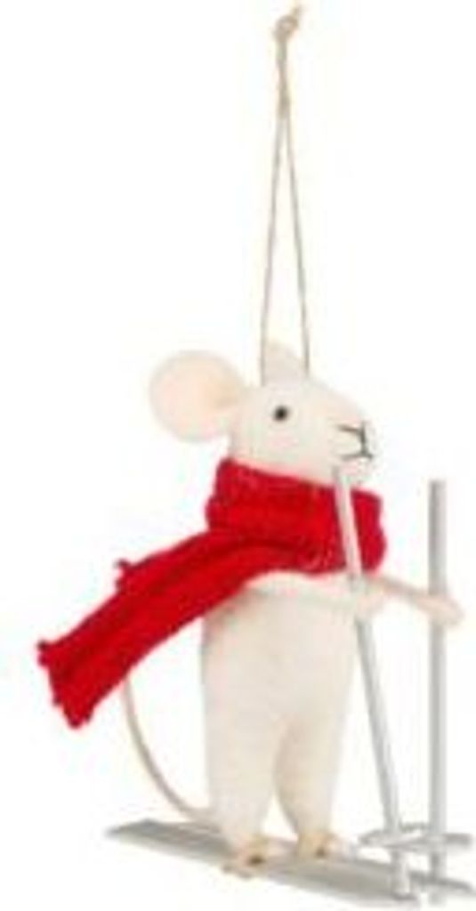 Maus auf Skiern Filz Weihnachtshänger - Sass & Belle