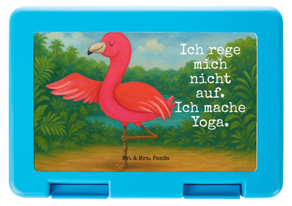 Mr. & Mrs. Panda Lunchbox Flamingo Yoga Design - Weiß - Geschenk, Bento Box, Rosa, Vorratsdose, Baum, Achtsamkeit, Jausenbox, Meditieren, Bentobox...