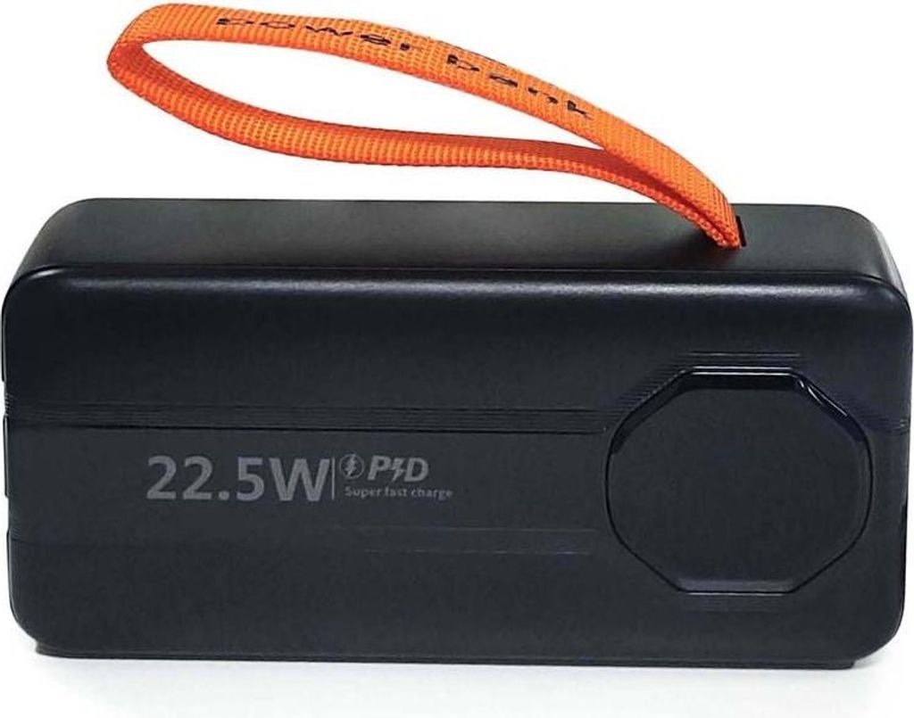 SiGN Leistungsstarke Powerbank mit integrierten Kabeln, 30000 mAh - Schwarz