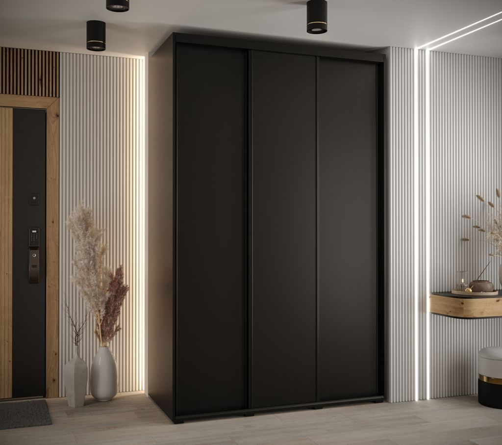 Kleiderschrank YVONA 1 - 160/60 cm, schwarz / schwarz