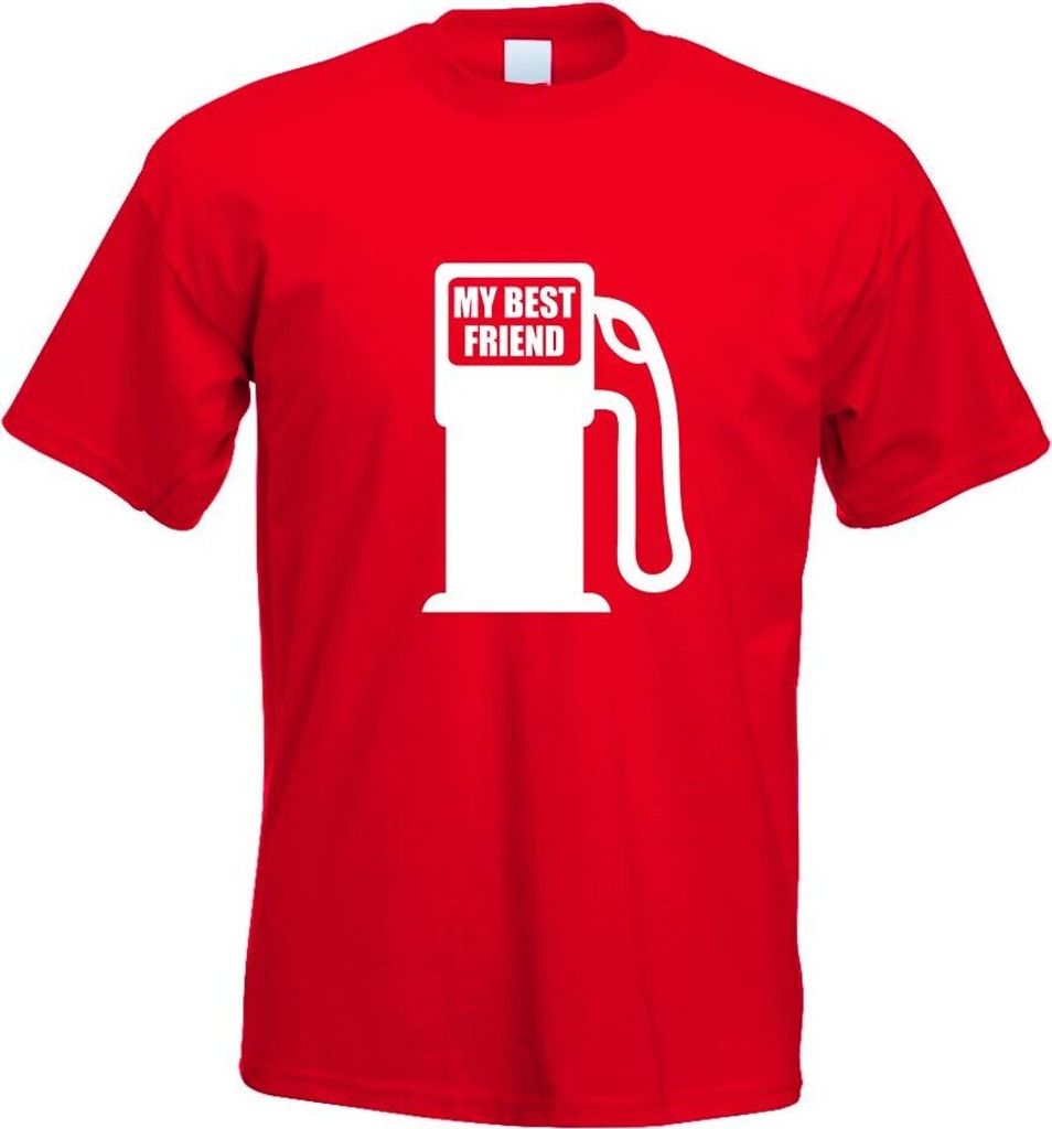 Kiwistar - T-Shirt - rot - My Best Friend Motiv Bedruckt Funshirt Design Print - mit Motiv Bedruckt - Funshirt Design - Sport - Freizeit - Herren -...