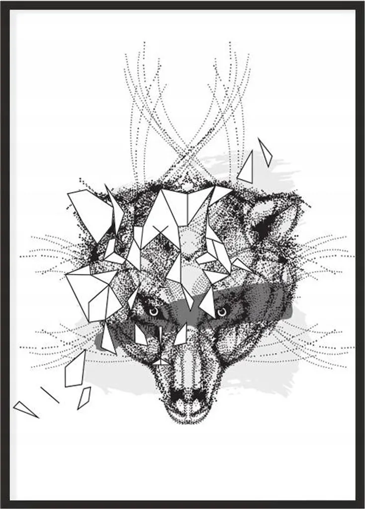 Décoration Murale Loup 53x73 cm Poster avec Cadre pour Bureau Wolf