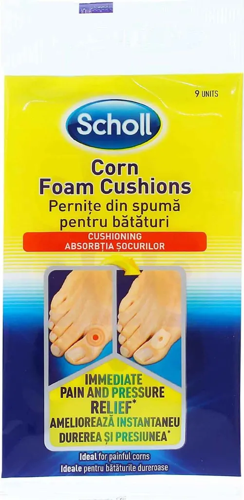 Scholl Cuscini Schiuma Mais 9pz - Protezione Occhi di Pollo e Calli