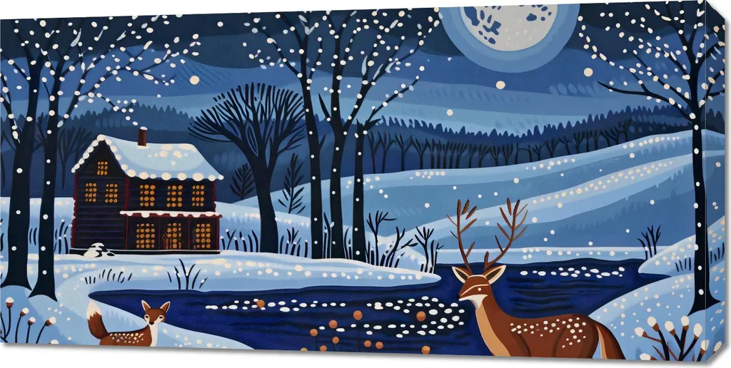 Tableau Décoratif 100x50cm Paysage Hivernal - L'Hiver Approche Toile