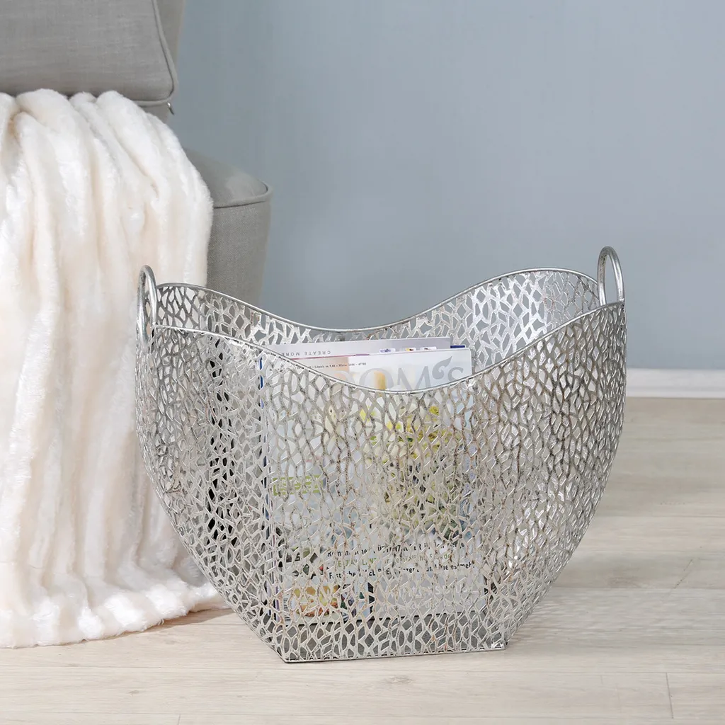 Range-revues Design Purley Argenté en Métal pour Salon et Bureau Chic