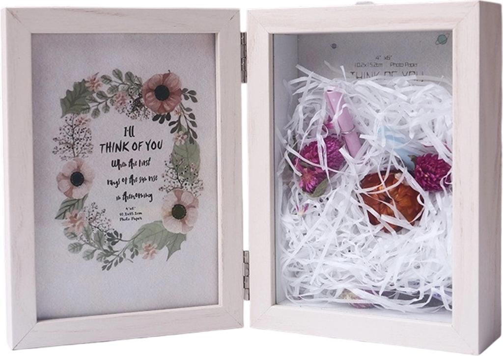 3D-Fotorahmen mit Trockenblumen, 18 x 28 cm, dunkler Holzrahmen mit Glasfüllung, Schattenbox-Fotorahmen mit Glas, als Weihnachtsgeschenk
