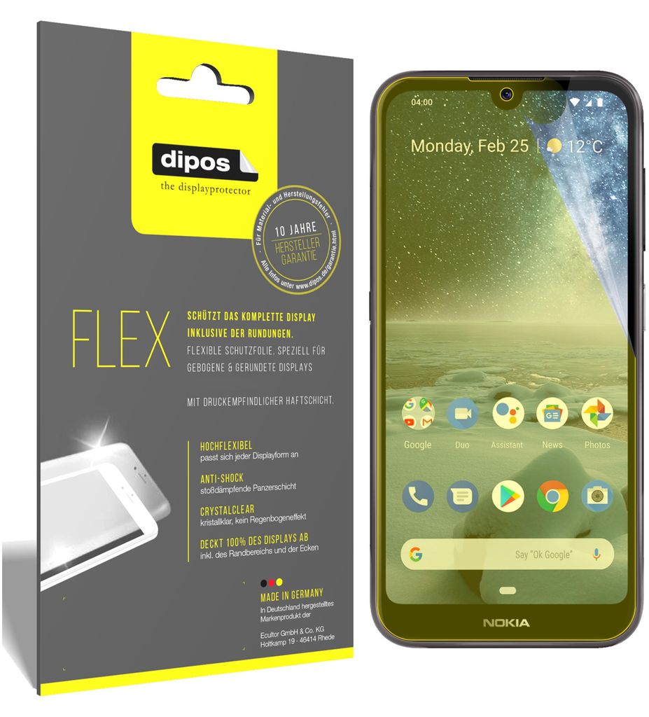 3x Nokia 4.2 Schutzfolie Folie, 100% Displayabdeckung, dipos Flex