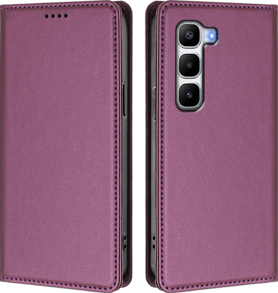 Handyhülle für Infinix Hot 60 Pro+, Kunstleder Klapphülle Stoßfeste Magnetische Hülle mit Ständer Lila