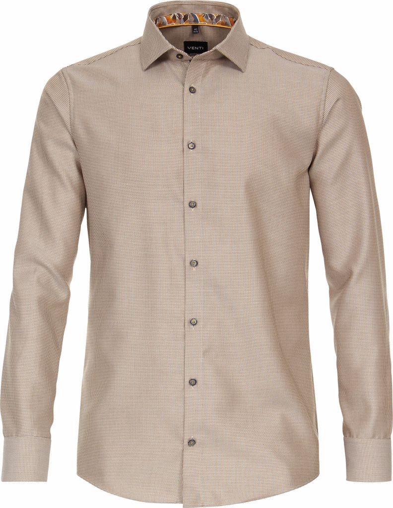 VENTI Herren Businesshemd Langarm Kent Modern-Fit Gelb 44