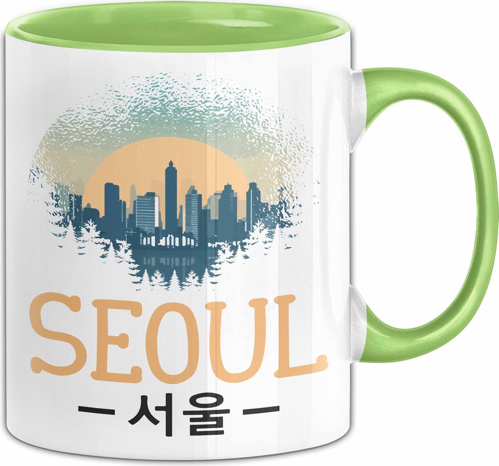 Seoul Tasse Geschenk Südkorea South Korea Kpop Kaffee-Becher (Grün)
