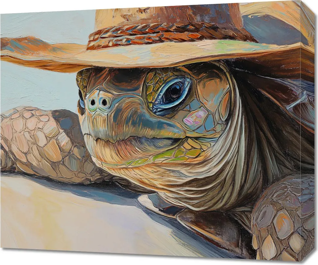 Quadro Tartaruga Cappellaio 60x50 - Wall Art Creativa e Surrealista