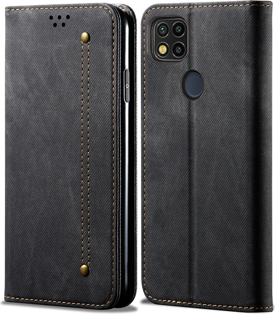 Must-Have: Custodia Redmi 9C Nera Pelle Chic con Stand Integrato