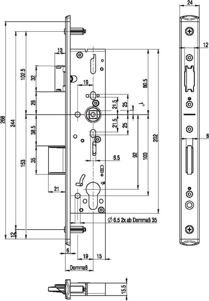 BKS Fluchttürschloss 1820, U-Stulp,1-flg. Funk. B/EN179/1125, DM 34, Edelstahl