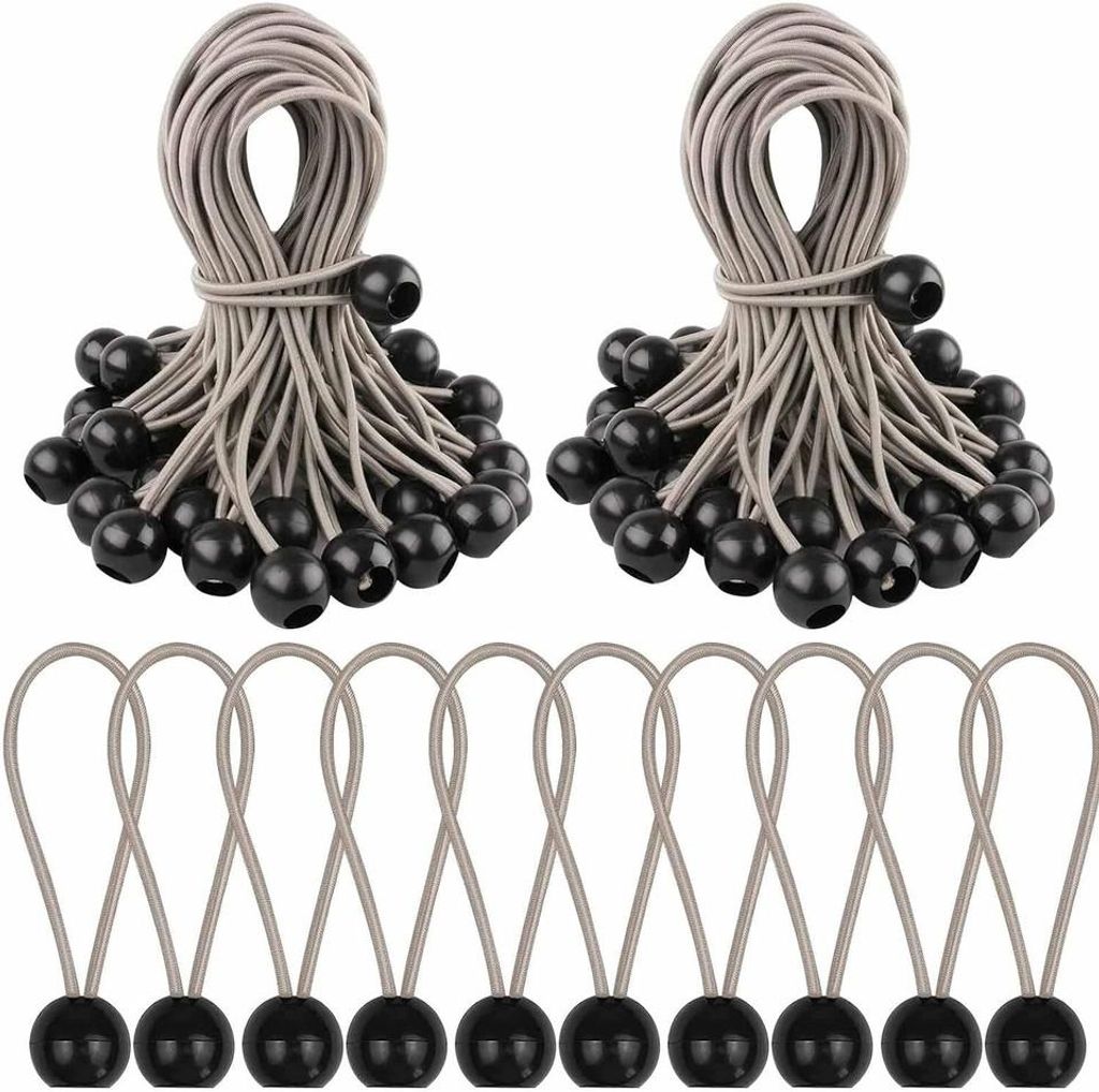 50 Stück Zeltgummis,Spanngummi mit Kugel, Ball Bungee,Planenspanner