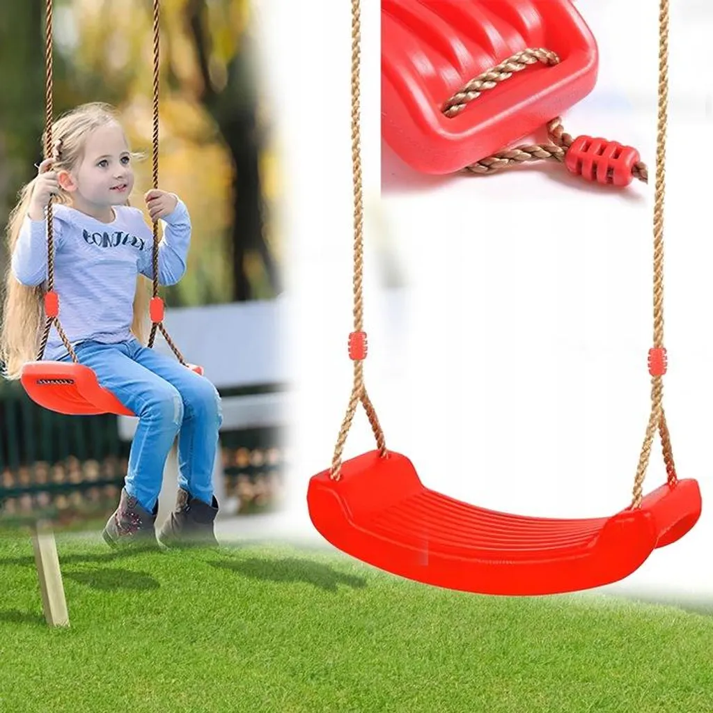 Altalena da Giardino Rossa Pronta all'Uso - Seduta Plastica e Corde