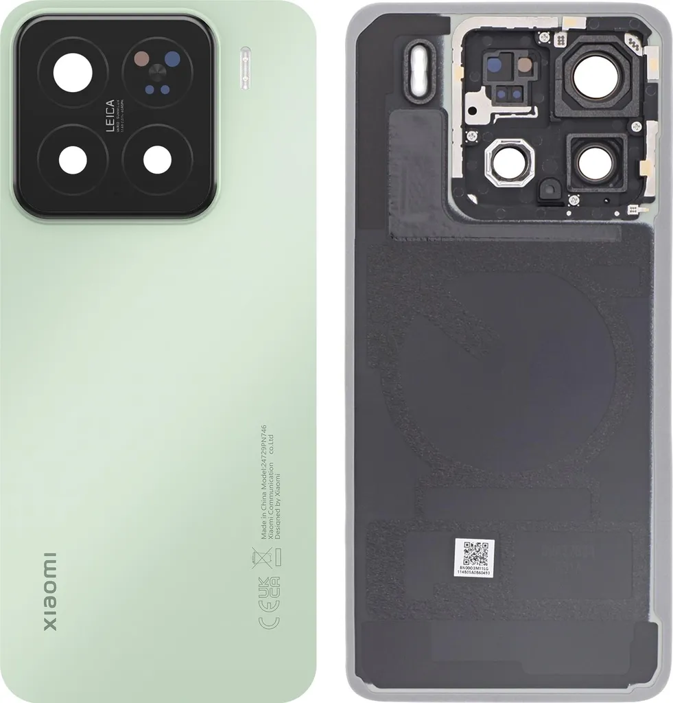 Vitre arrière pour Xiaomi 15 en version verte avec adhésif de pose