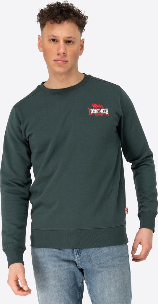 Herren Rundhals Sweatshirt schmale Passform LYMPSTONE Bottle Green/Red/Ecru XL Lonsdale