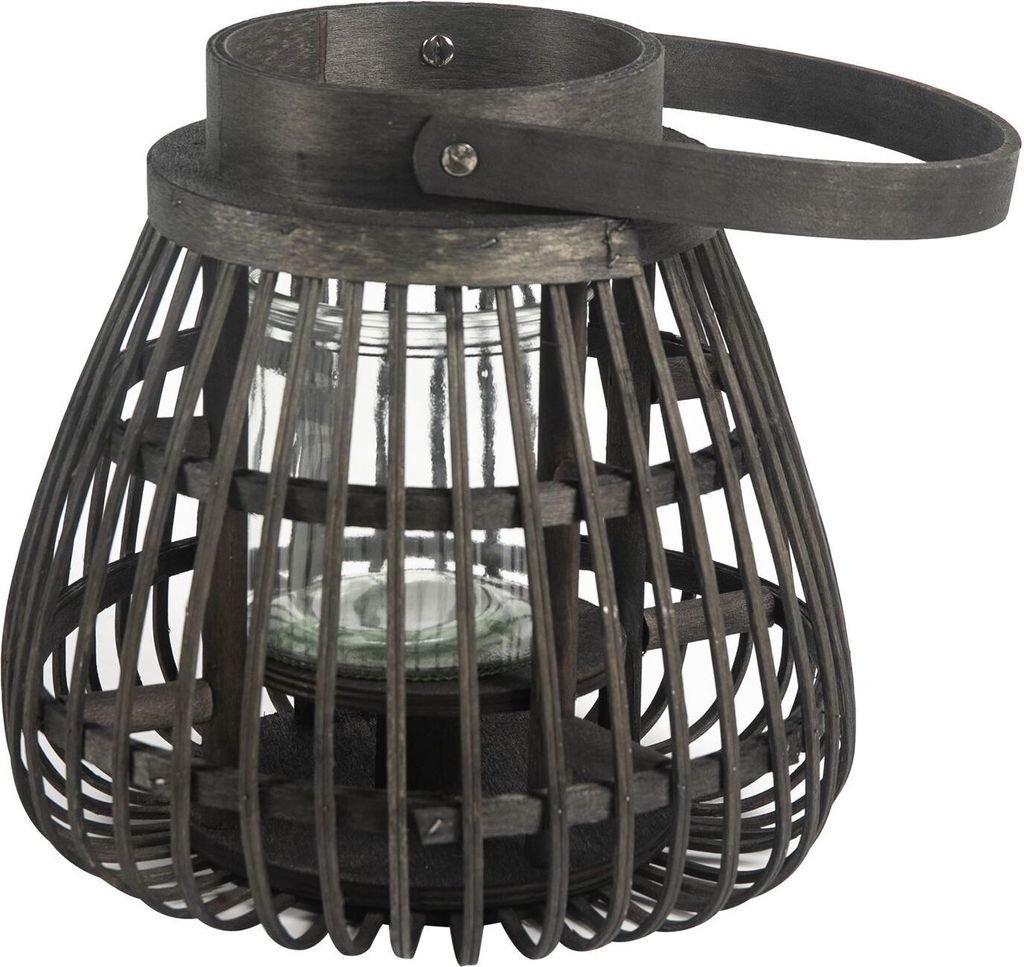 Holzlaterne PALAU 2er Set – schwarz. Naturmaterialien, praktisch für Innen und Außen, inkl. Glaswindlicht, variabel einsetzbar, robustes Design...