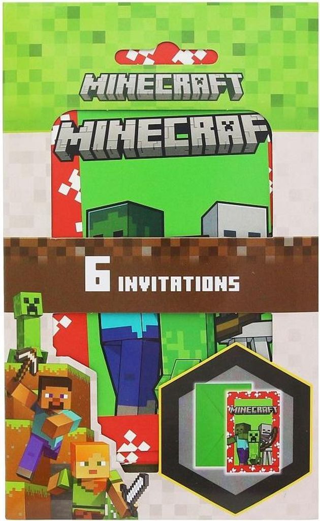 Minecraft Party 6 pozvánek a obálek Obrázek produktu 