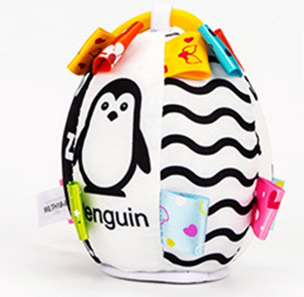 Schwarz-weißes Kinderwagen-Spielzeug, kontrastreich, frühe Bildung, Baby-Plüschrasseln, Ringe, zum Aufhängen, für 0 bis 1 Jahre alte Babys, oval