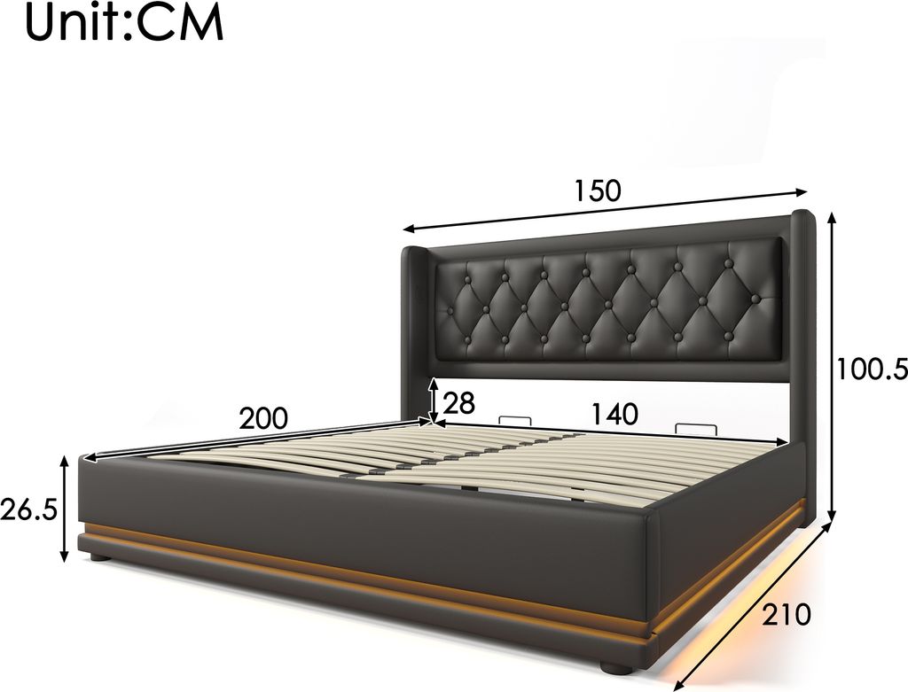 Letto imbottito Sweiko letto matrimoniale 140*200 cm, Immagine del prodotto 