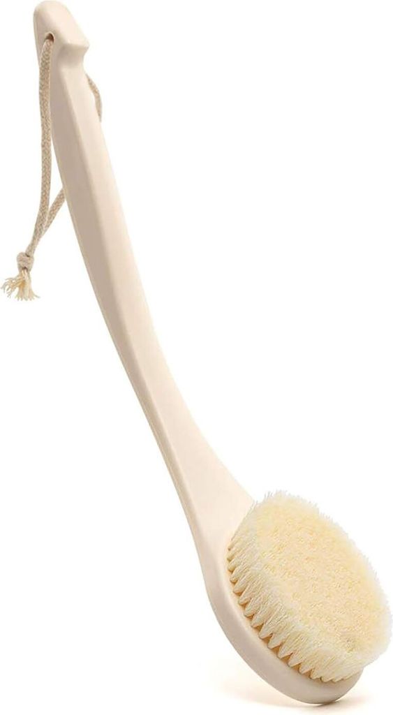 Badebürste, weicher Duschschrubber und -wascher mit langem Griff zum Peeling, Selbstreinigung mit rutschfestem Griff und Aufbewahrungsgurt für Hy...