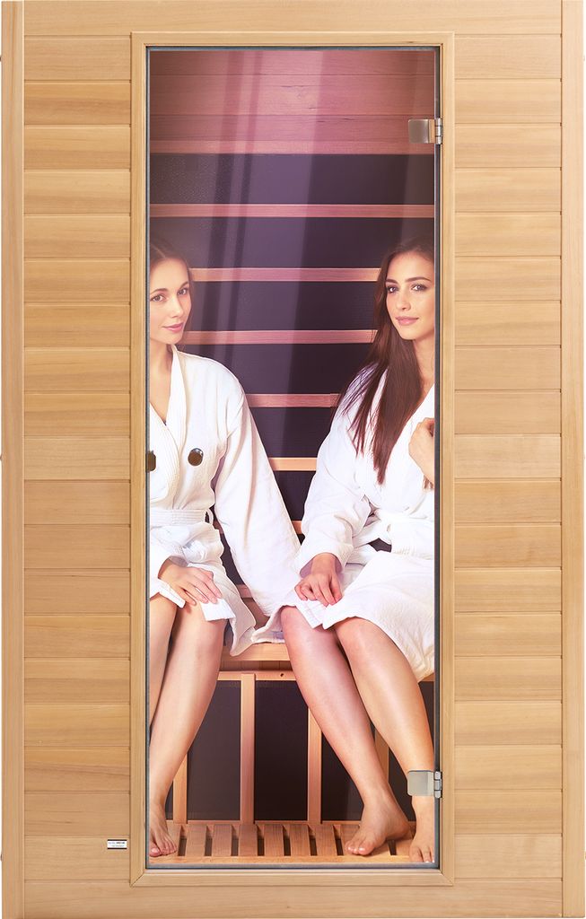 VEVOR Ferninfrarot-Holzsauna, Sauna-Spa für Zuhause, für 2 Personen, schwache EMF-Ferninfrarot-Saunen aus Hemlock-Holz mit gehärteter Glastür u...