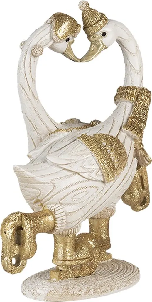 Statue de Cygne Décorative Blanche et Dorée Clayre & Eef 18x8x17 cm - 2