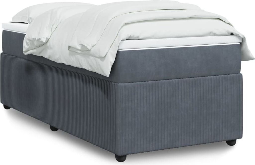 Möbel Boxspringbett mit Matratze Dunkelgrau 90x190 cm Samt - Bettrahmen 3285609