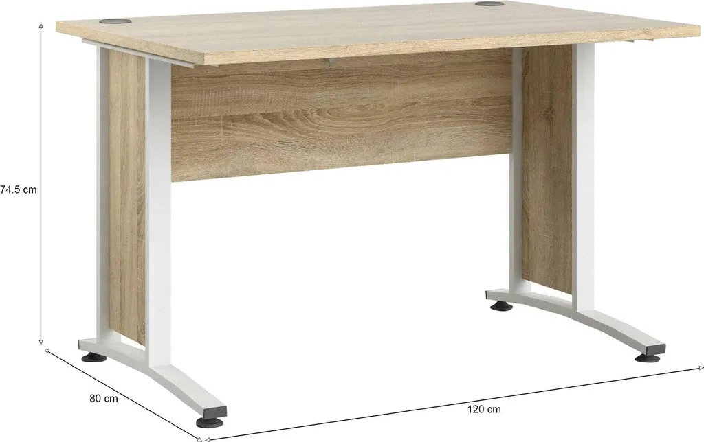 Table de bureau Prima chêne structuré 120x80 cm pour poste informatique - 3