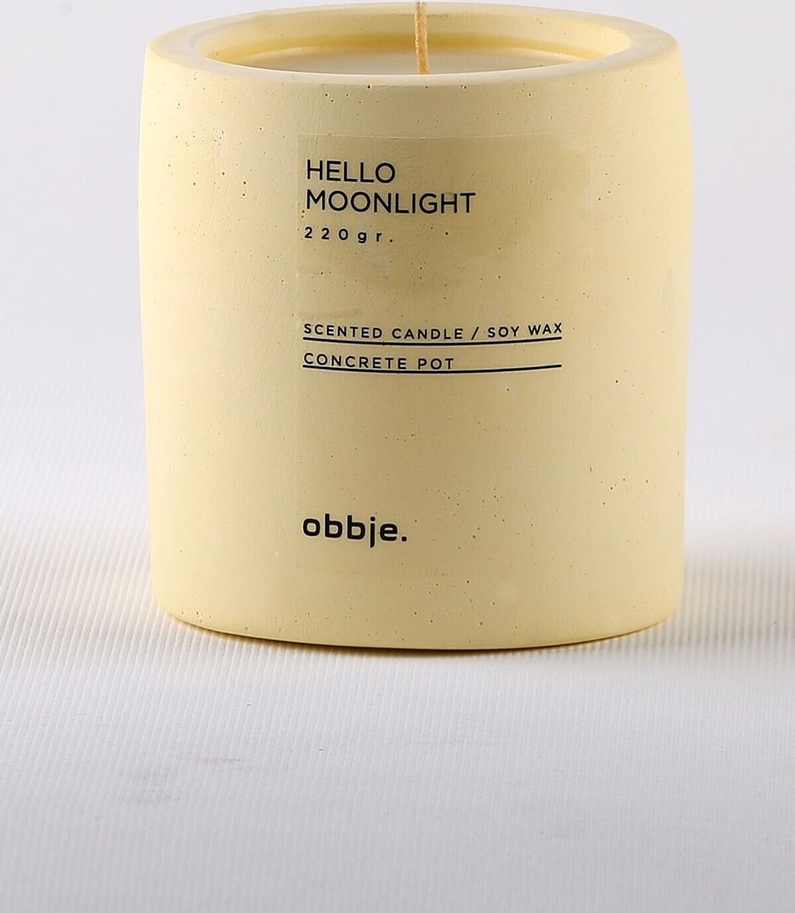 Evila Originals, Hello Moonlight Verti, Kerze, Gelb, 100 % BETON, 8,5 x 8,5 x 9 cm