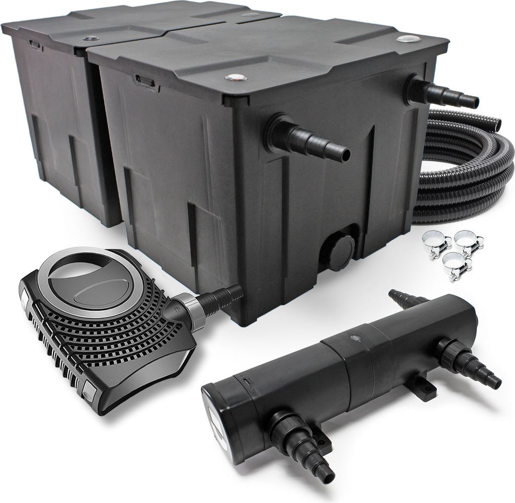 SunSun Komplettset: CBF-350B Teichfilter bis 60000 L Teichfilteranlage Durchlauffilter, NEO12000 Teichpumpe 12000l/h 100W, CUV-236 Teichklärer 36W...