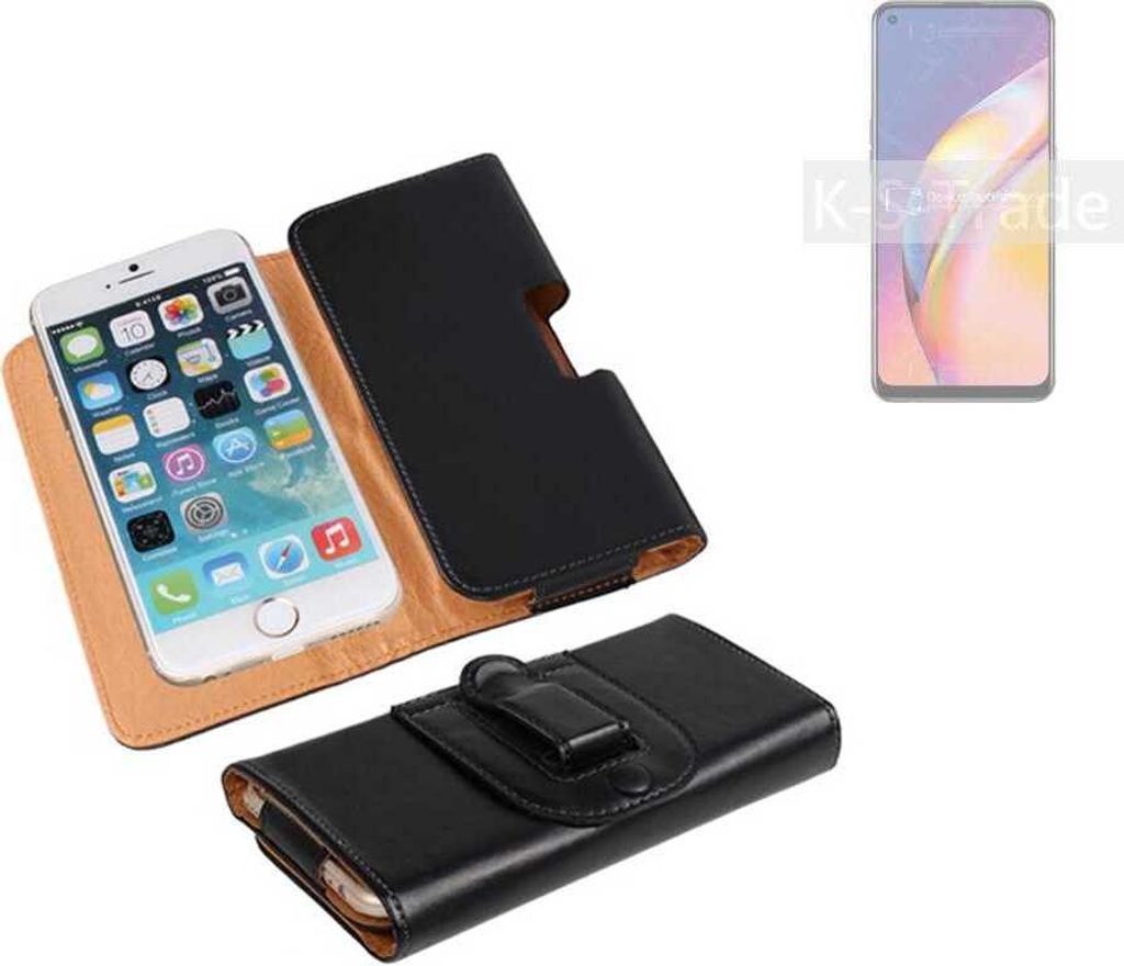 K-S-Trade Schützhülle Handyhülle kompatibel mit Oppo F19 Pro Holster Gürtel Tasche Schutzhülle Handy-Tasche Smartphone Case Seitentasche schwarz