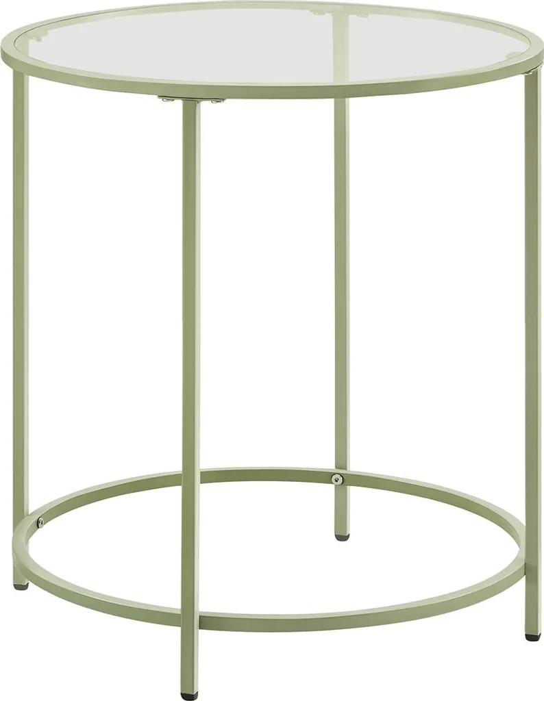 Bout de canapé rond en verre vert laurier et structure métal - 50 cm