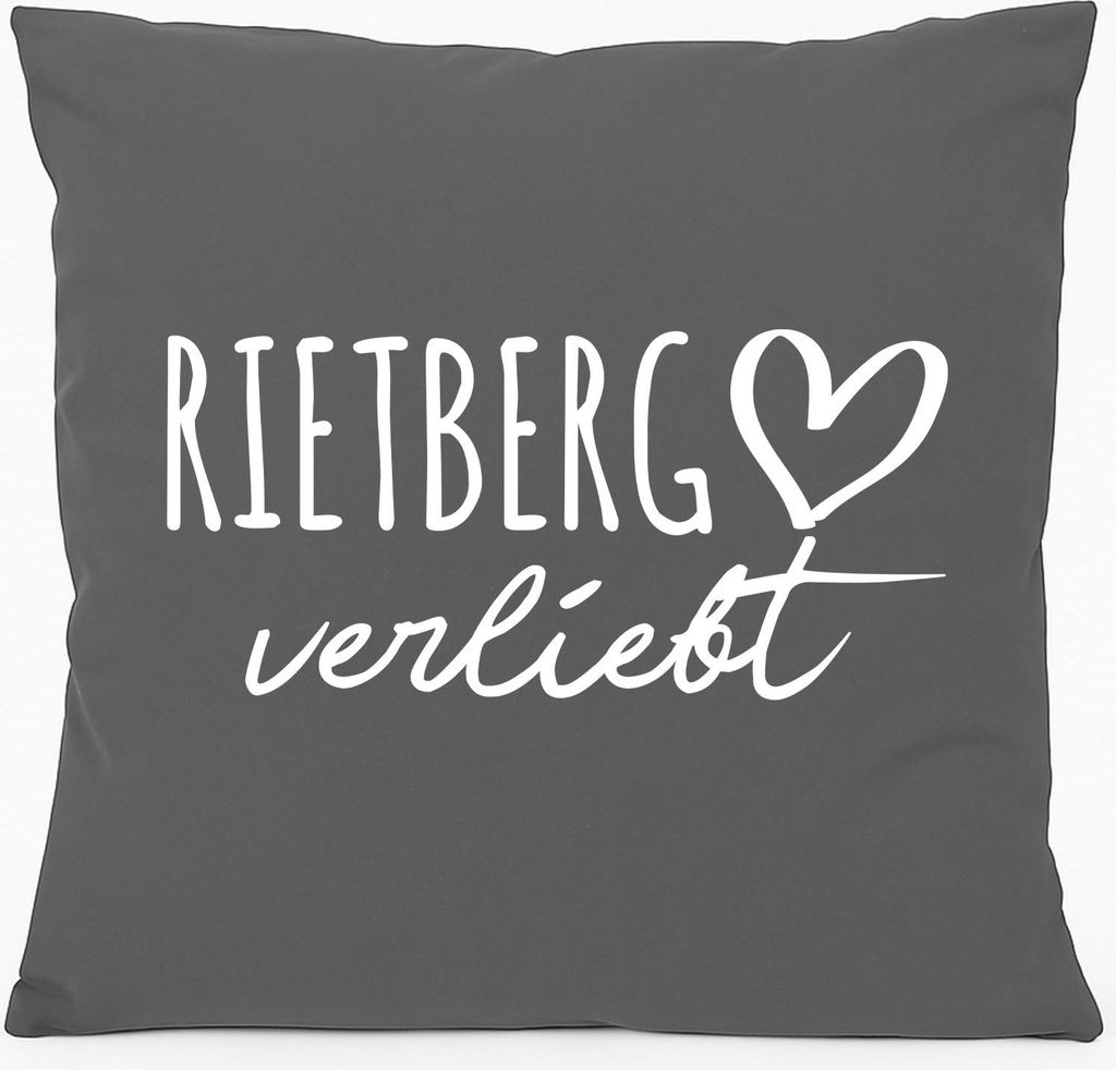 Huuraa Sofakissen Rietberg verliebt Geschenk 40x40cm mit Füllung Steel Grey Baumwolle Rietberg Mitbringsel