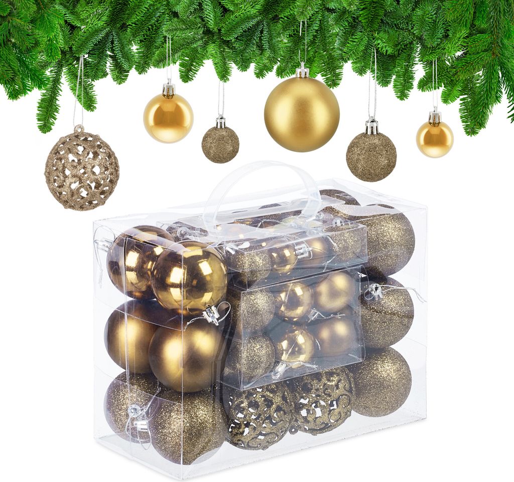 Set da 50 palline natalizie Relaxdays, palline per l'albero Immagine del prodotto 