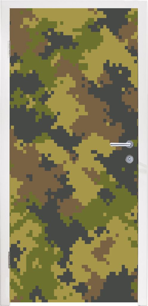 MuchoWow Türtapete Selbstklebende Türfolie Illustriertes Tarnmuster von Pixeln 80x215 cm Türposter Türaufkleber Klebefolie Türklebefolie - S...