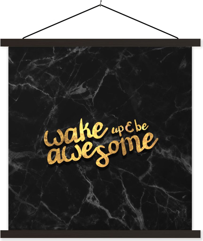 MuchoWow Textilposter Zitat - Cool - Gold - Marmor 90x90 cm mit schwarzem Rahmen - Magnetisches