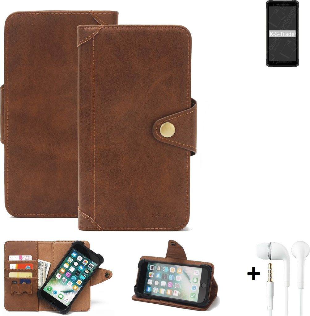 K-S-Trade Handyhülle Schutzhülle kompatibel mit Ulefone Armor X10 Pro Walletcase Bookstyle Schutz Case Hülle Wallet Flipcase Cover PolyurethanBr...