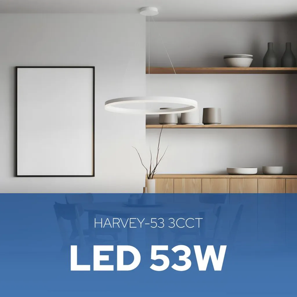 Suspension LED Salon et Salle à Manger Dimmable avec Télécommande 53W