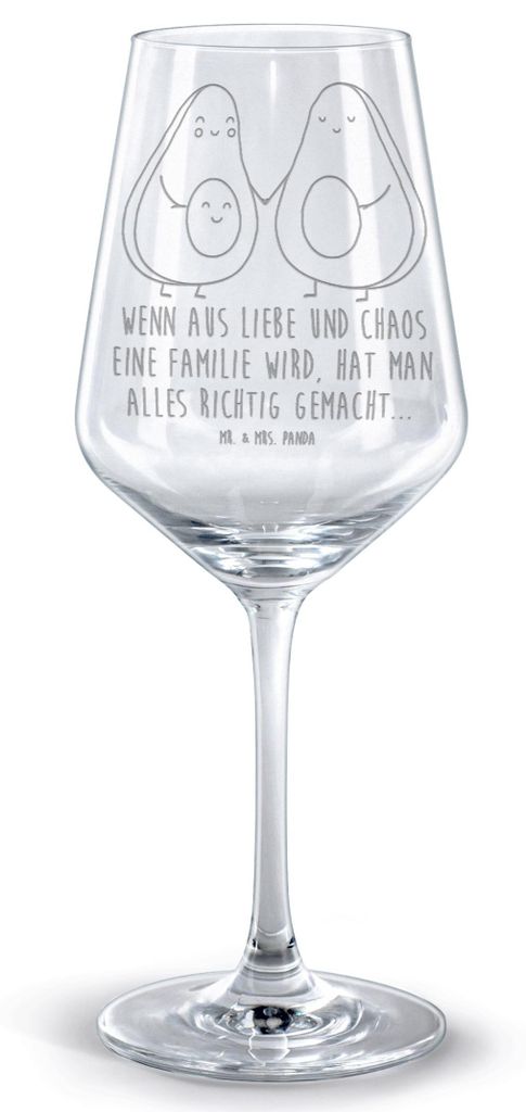 Mr. & Mrs. Panda Weinglas Avocado Pärchen - Transparent - Geschenk, Liebe, Geburt, Rotwein Glas, Kinder, für, Rotweinglas mit Gravur, Familie, Ke...
