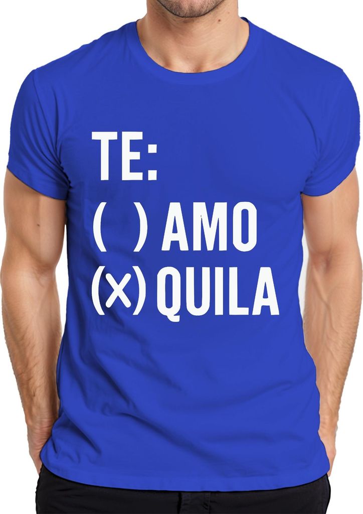 TE: ( ) AMO (X) QUILA lustiger Spruch Tequila Party JGA Humor Herren T-Shirt, Blau, XXL