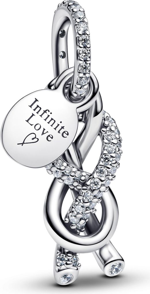 A close-up studio shot of a Pandora charm.