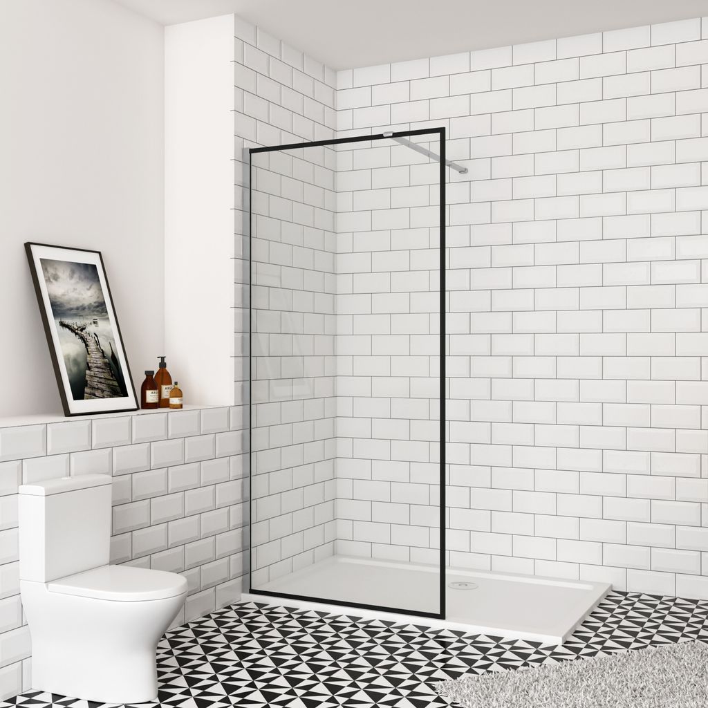 Duschabtrennung Walk In Dusche (1180-1200mm)120x200 cm Duschtrennwand 8mm Nano Glas Duschwand mit N:140cm Stabilisator