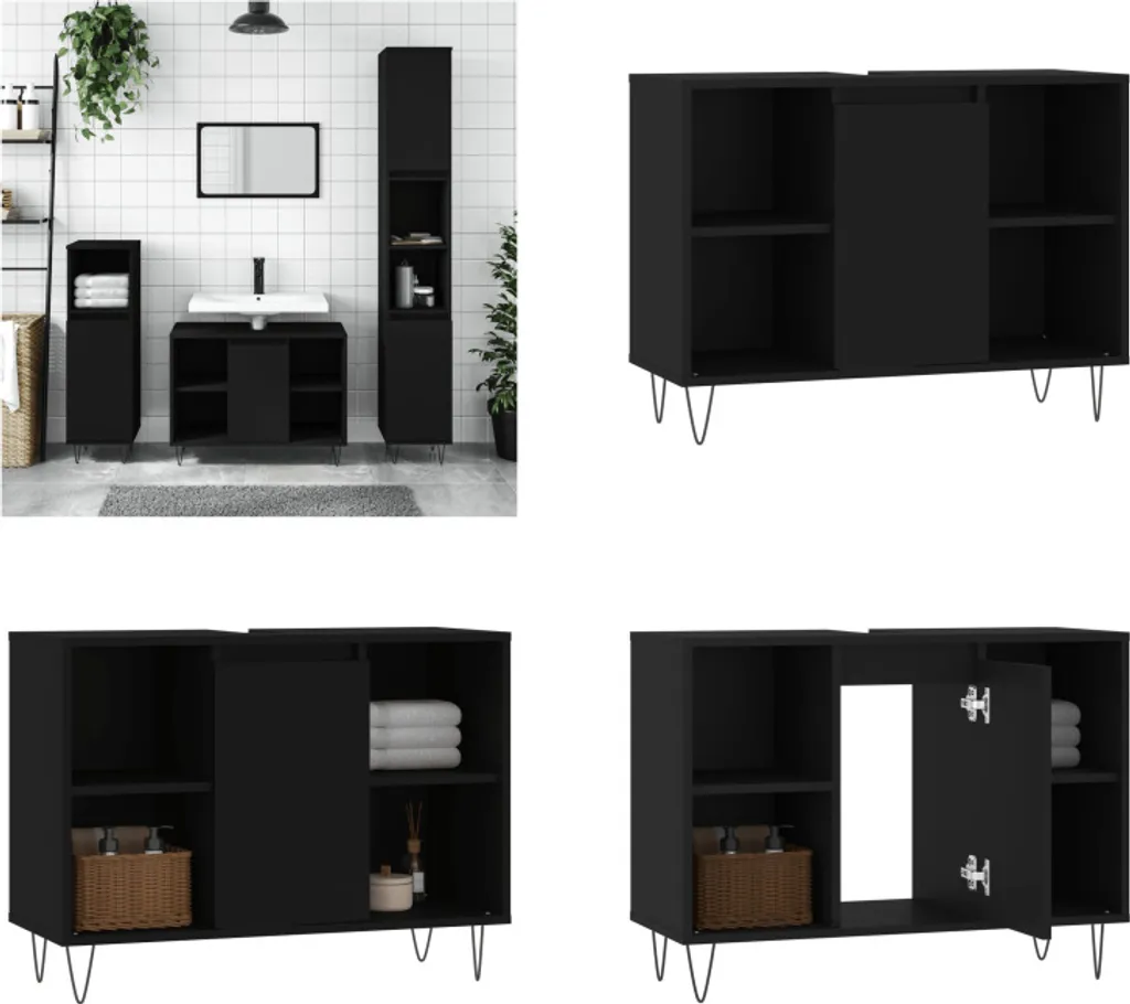 Armadietto Sottolavabo vidaXL Nero 80cm - Sicurezza e Ordine in Bagno